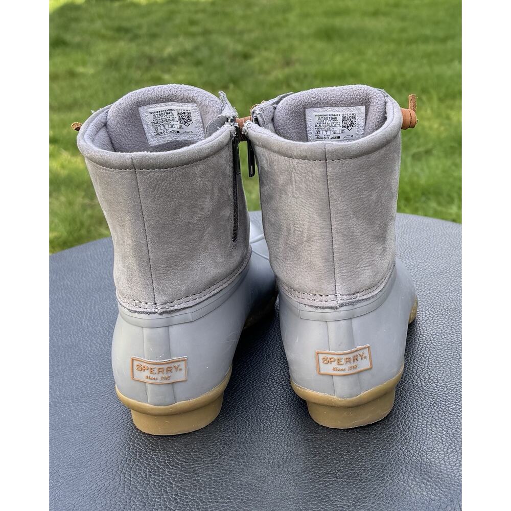 SPERRY Women's Gray Duck Boots Water Resistant Zip Ankle Size 8.5 - Picture 3 of 6